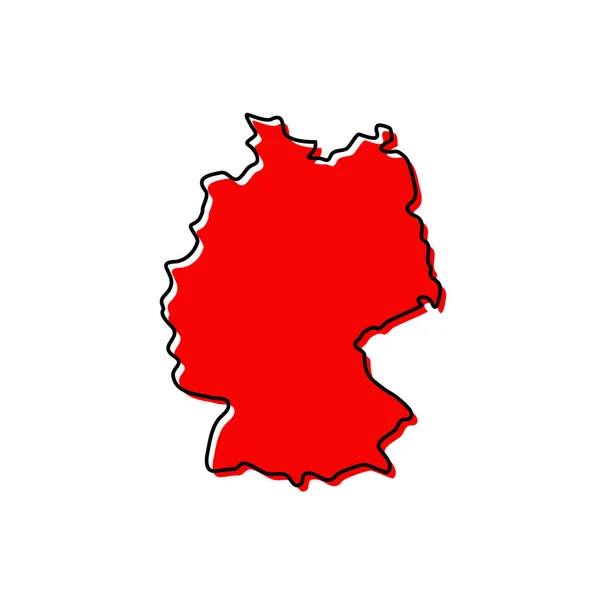 Mapa de contorno rojo de Alemania, estilo de concepto de fallo técnico — Vector de stock