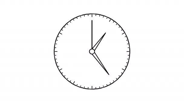 Animación de reloj 4K Doodle en bucle de 12 horas sin costura — Vídeos de Stock