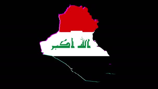 4K Looping Iraq mapa de animación Glitch — Vídeos de Stock