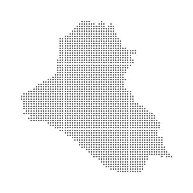 Abstract dotted polka dots pixel particle Iraq map. Vector eps10