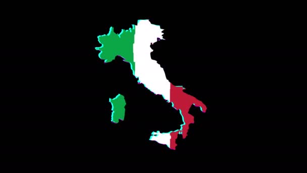 4k Looping Ιταλία Χάρτης Animation Glitch — Αρχείο Βίντεο