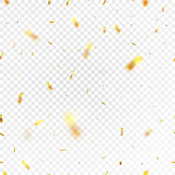 Lazo sin costura partículas polvo bokeh primer plano aislado sobre fondo transparente. Fondo confeti desenfoque dorado, complemento y decoración a su diseño . — Vector de stock