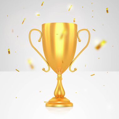 Altın parıltılı gerçekçi altın şampiyonlar kupası. Vektör Eps10