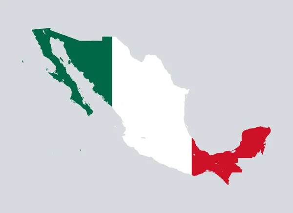 Mapa detallado de alto nivel y bandera dentro de México. Diseño del mapa muy preciso satélite. Rastreado todas las islas — Archivo Imágenes Vectoriales