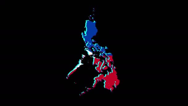 4K Looting Філіппіни Карта анімації Глітч — стокове відео