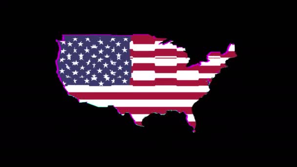 4K Looping USA Mappa Animazione Glitch — Video Stock