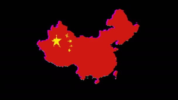 4K Looping China Países Bajos mapa de animación Glitch — Vídeo de stock