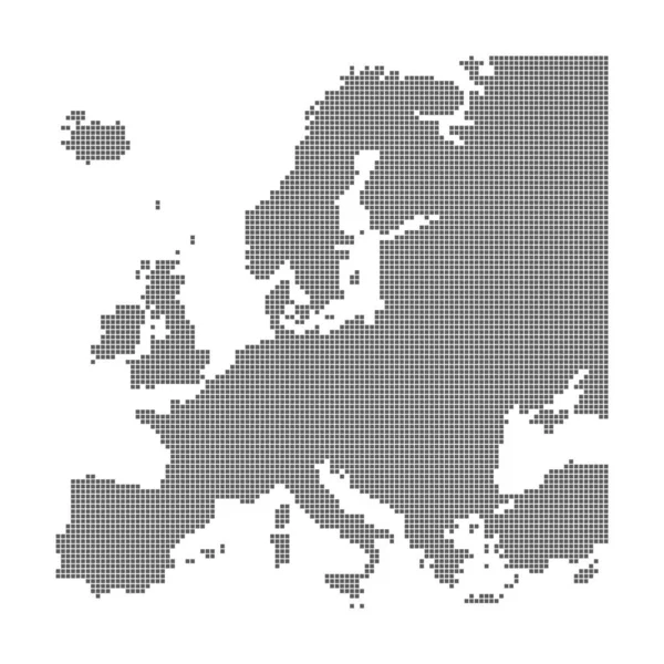 Pixel dotted polka square dot mapa de Europa — Vector de stock