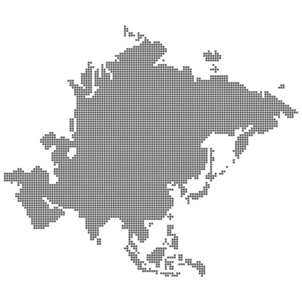 Ponto de pixel quadrado pontilhado mapa de partículas da Ásia — Vetor de Stock