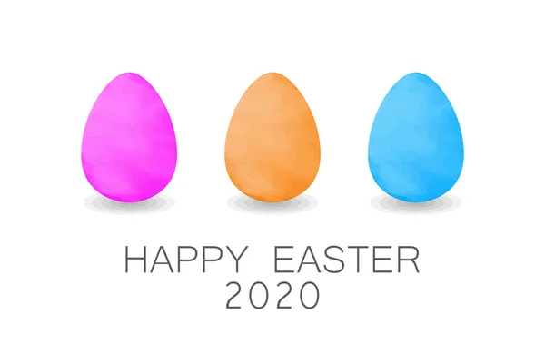 Realistisches Set von frohen Ostern 2020 mit 3D-Eiern im weißen Hintergrund — Stockvektor