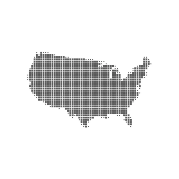 アメリカのベクトルをピクセルアートスタイルで表現しています。Covid-19の軽い医療コンセプトの地図 — ストックベクタ