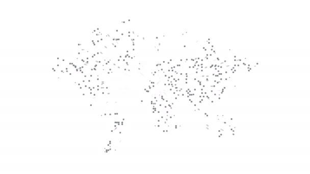 世界地図のピクセルマップのダイナミックモーションアニメーション。イタリアの外観は、ぼかしでスケールと不透明感でアニメーション化されています。4K UHDクリップビデオアニメーション。Covid-19の軽い医療コンセプトの地図 — ストック動画