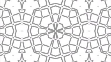 Arap kaleydoskop dizisi kalıpları. 4k UHD Soyut Hareket Grafikleri arka planı. Yoga, kulüpler, şovlar, mandala, fraktal animasyon için. Güzel monokrom. Kusursuz döngü yinelemesi.