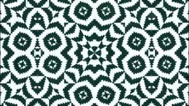 Arap kaleydoskop dizisi kalıpları. 4k UHD Soyut Hareket Grafikleri arka planı. Yoga, kulüpler, şovlar, mandala, fraktal animasyon için. Güzel monokrom. Kusursuz döngü yinelemesi.