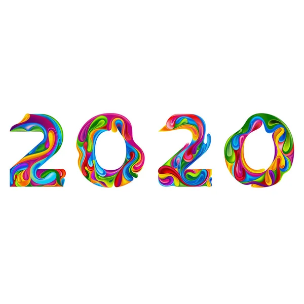 Tahun Baru 2020 Bilangan Vektor Dalam Gaya Karamel Manis - Stok Vektor