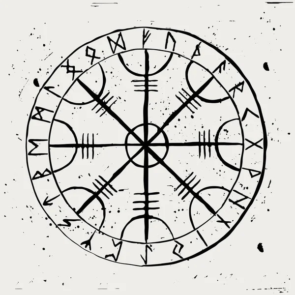 Aegishjalmur Amuleto Rúnico Escandinavo Con Futhark En Círculo Aegishjalmur Amuleto Rúnico Escandinavo Con Futhark En Círculo