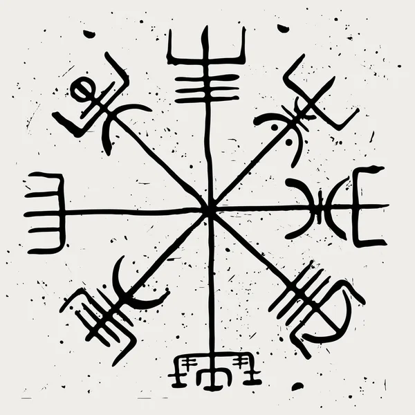 Vegvisir. O símbolo rúnico escandinavo de viajantes e marinheiros. Ilustração vetorial —  Vetores de Stock