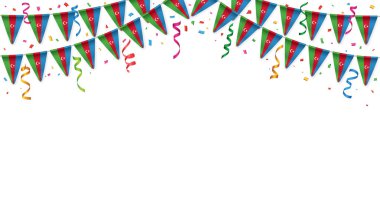 Azerbaycan bayrağı konfetili beyaz arka plan