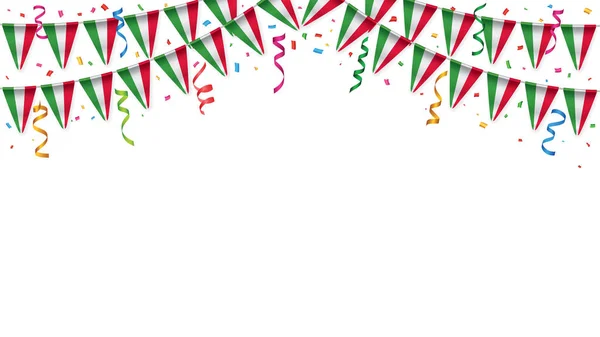 İtalya, konfetili beyaz çelenk arka planında