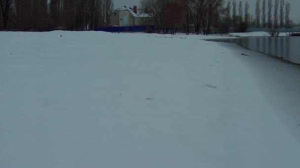 Neige précoce sur la rivière — Video