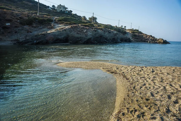 Piękny Złoty piasek plaży, Evia, Grecja — Zdjęcie stockowe