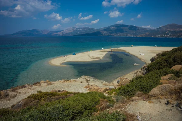 Piękny Złoty piasek plaży, Evia, Grecja — Zdjęcie stockowe