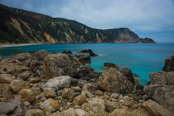 Pintoresca playa de Petani en la isla de Cefalonia, Grecia — Foto de Stock