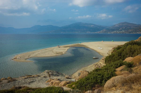 Piękny Złoty piasek plaży, Evia, Grecja — Zdjęcie stockowe