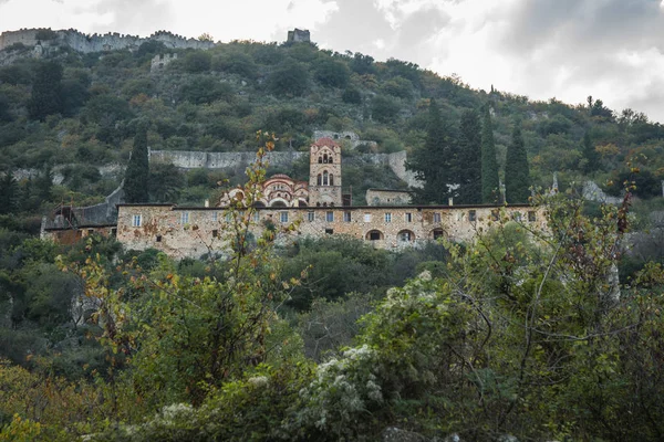 Mystras Bizans Kalesi şehrin kalıntıları — Stok fotoğraf