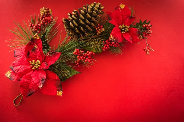 Pine branches with Christmas and New Year decorations — Stock Photo, Image