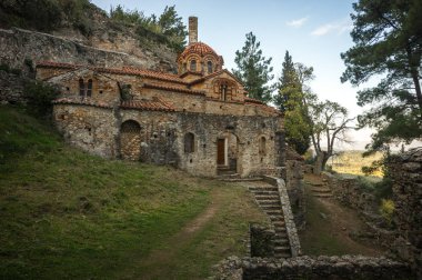 Mystras Bizans Kalesi şehrin kalıntıları
