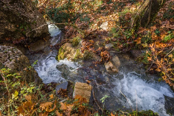 Malebné horské podzimní krajina s řekou a watergfalls, P — Stock fotografie