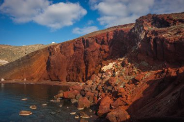 Farklı ve benzersiz kırmızı beach Santorini, Yunanistan