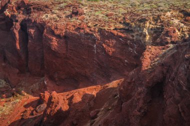 Farklı ve benzersiz kırmızı beach Santorini, Yunanistan