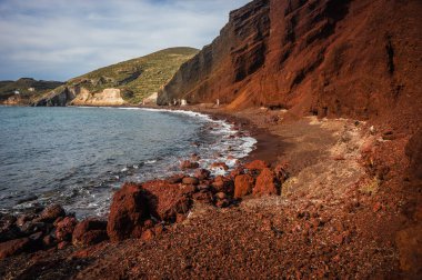 Farklı ve benzersiz kırmızı beach Santorini, Yunanistan
