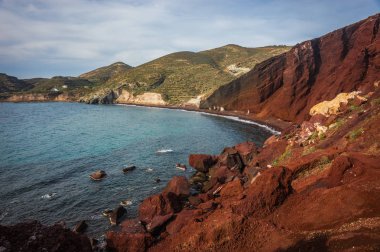 Farklı ve benzersiz kırmızı beach Santorini, Yunanistan