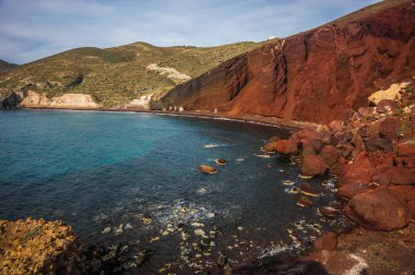 Farklı ve benzersiz kırmızı beach Santorini, Yunanistan