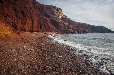 Farklı ve benzersiz kırmızı beach Santorini, Yunanistan