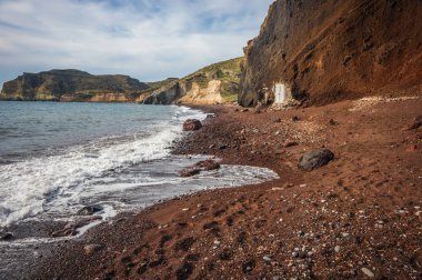 Farklı ve benzersiz kırmızı beach Santorini, Yunanistan