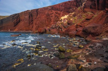 Farklı ve benzersiz kırmızı beach Santorini, Yunanistan