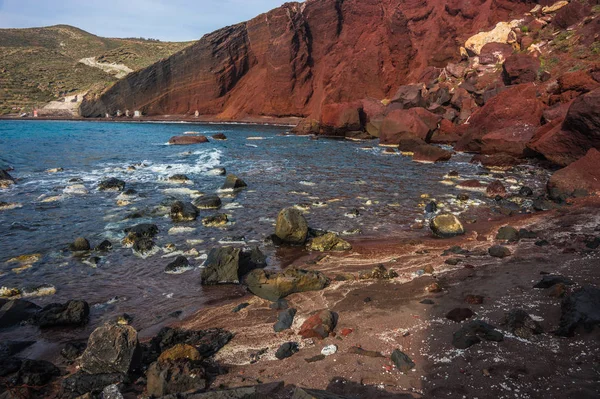 Farklı ve benzersiz kırmızı beach Santorini, Yunanistan