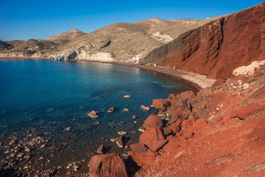 Farklı ve benzersiz kırmızı beach Santorini, Yunanistan