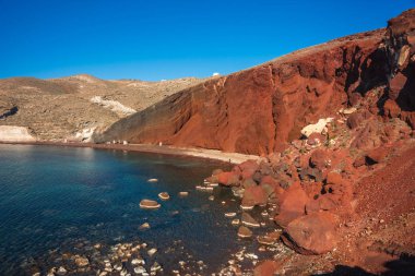 Farklı ve benzersiz kırmızı beach Santorini, Yunanistan
