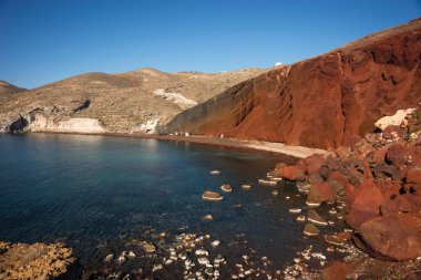 Farklı ve benzersiz kırmızı beach Santorini, Yunanistan