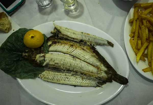 Natureza morta com peixe, verduras e ervas — Fotografia de Stock