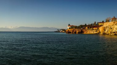 Kentsel peyzaj manzaralı Loutra Edipsou, EVIA, Yunanistan