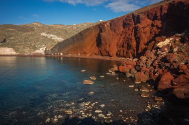 Farklı ve benzersiz kırmızı beach Santorini, Yunanistan