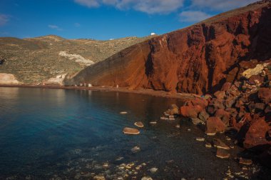 Farklı ve benzersiz kırmızı beach Santorini, Yunanistan