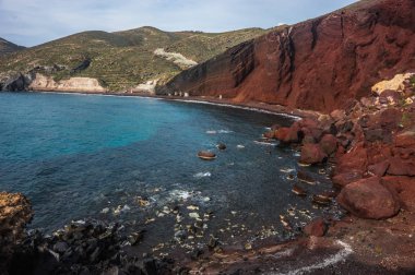Farklı ve benzersiz kırmızı beach Santorini, Yunanistan