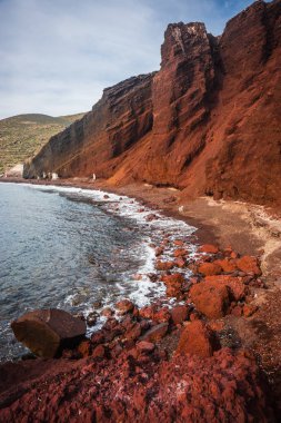 Farklı ve benzersiz kırmızı beach Santorini, Yunanistan
